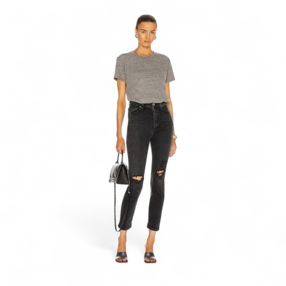 Agolde Nico Ankle Jeans In Distressed Black Size 28
